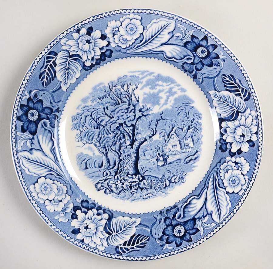 Woodland Blue (Center Scene) Luncheon Plate by Wood & Sons-1