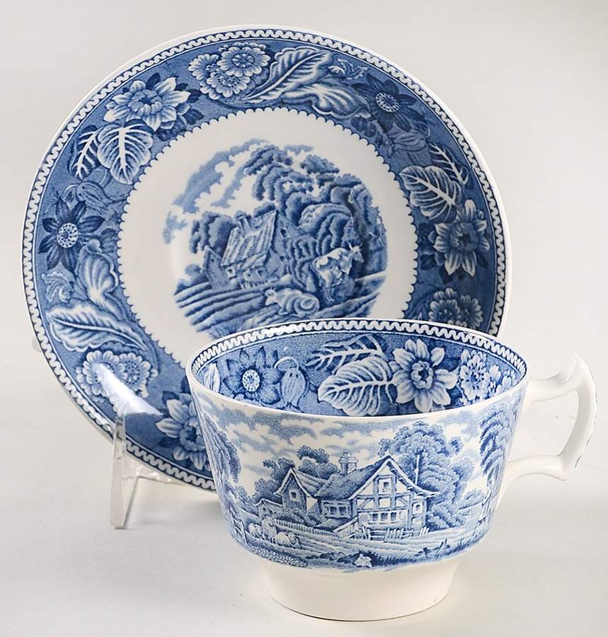 Woodland Blue (Center Scene) Oversized Cup & Saucer Set by Wood & Sons-1