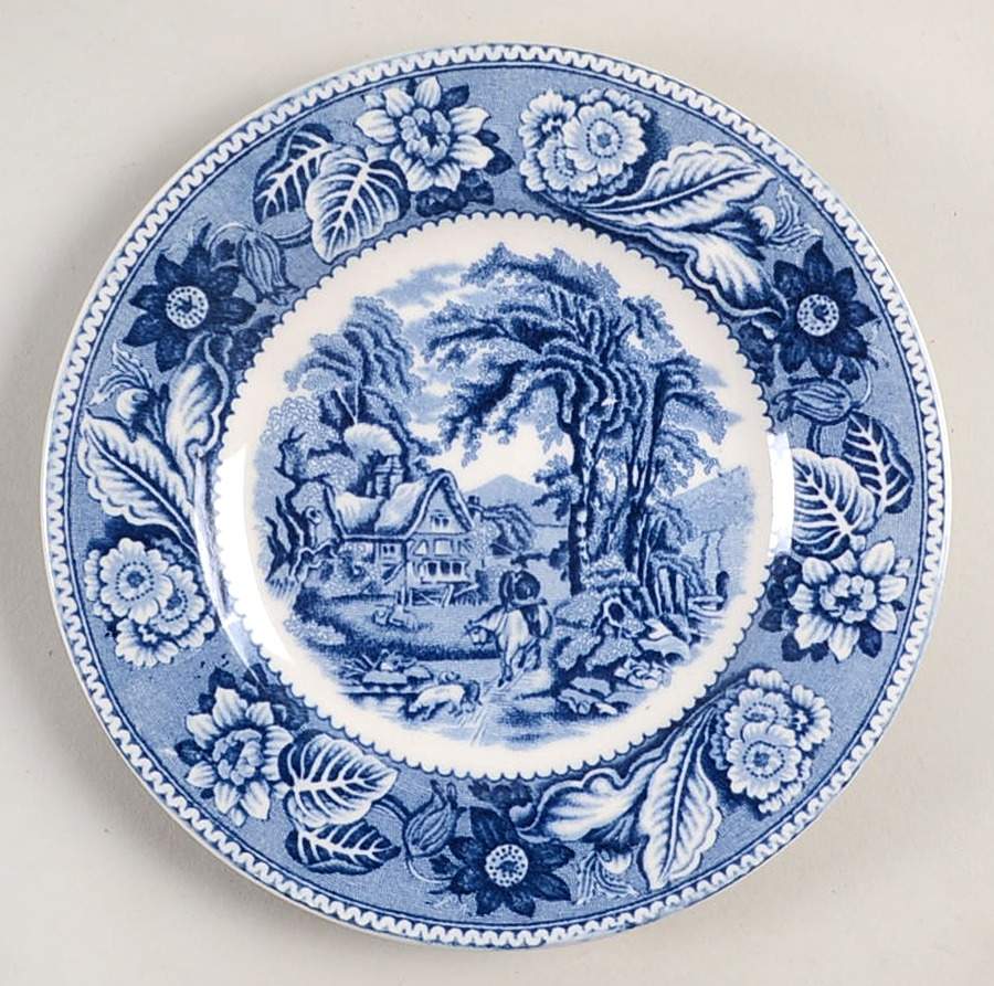 Woodland Blue (Center Scene) Bread & Butter Plate by Wood & Sons-1