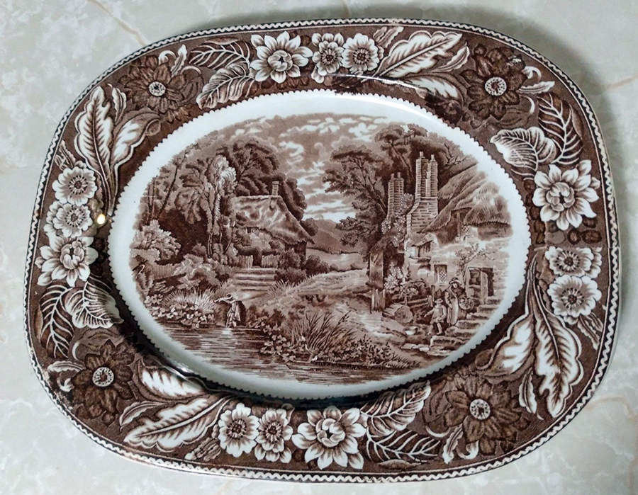 Woodland Brown 13" Oval Serving Platter by Wood & Sons-1