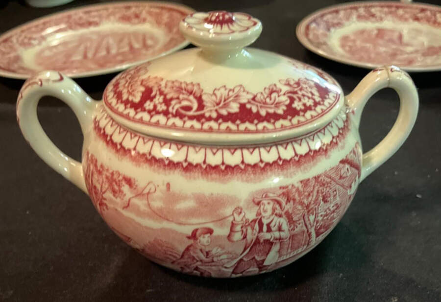 Woodland Pink Sugar Bowl & Lid by Wood & Sons-1