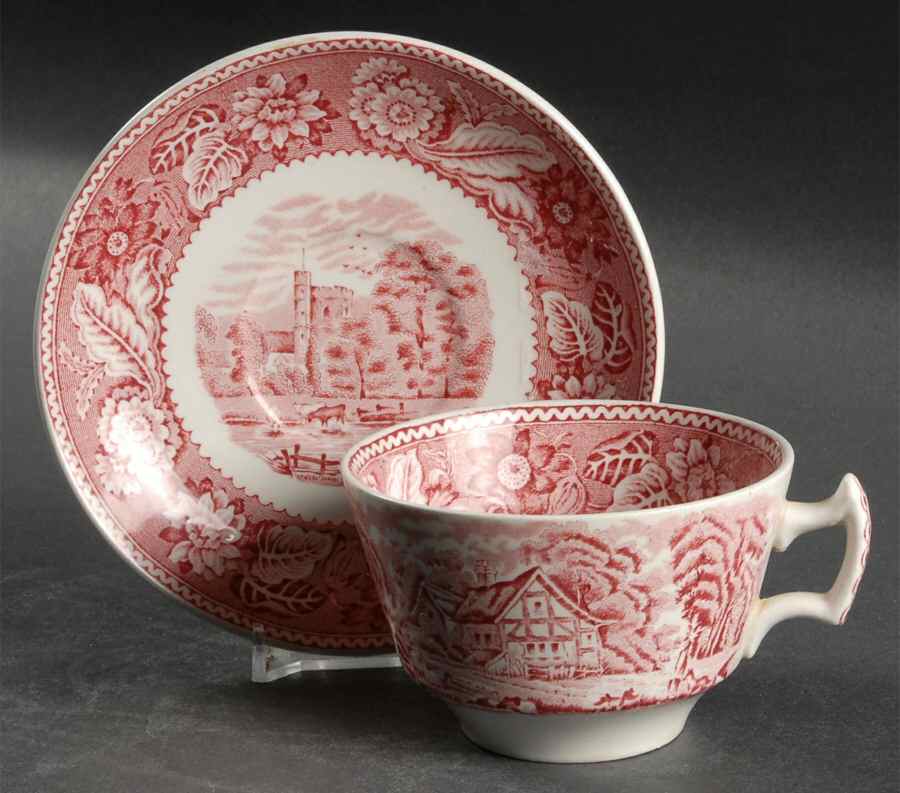 Woodland Pink Flat Cup & Saucer Set by Wood & Sons-1