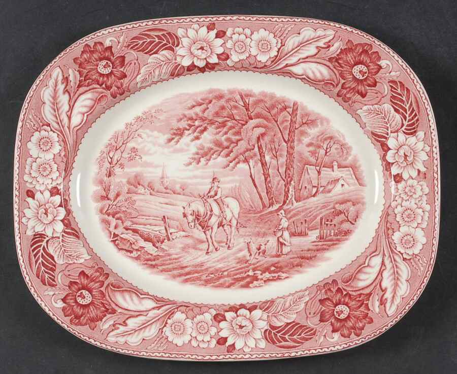 Woodland Pink 12" Oval Serving Platter by Wood & Sons-1
