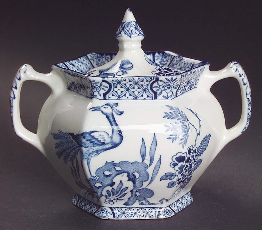 Yuan Blue and White (Older) Sugar Bowl & Lid by Wood & Sons-1