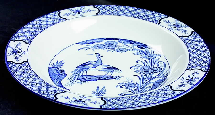 Yuan Blue and White (Older) Large Rim Soup Bowl by Wood & Sons-1