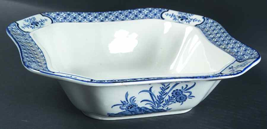 Yuan Blue and White (Older) 9" Square Vegetable Bowl by Wood & Sons-1