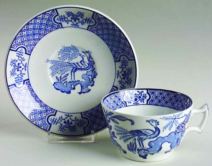 Yuan Blue and White (Older) Flat Cup & Saucer Set by Wood & Sons-1