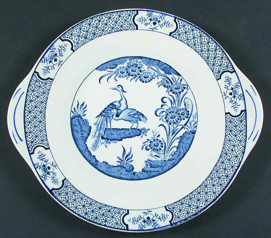 Yuan Blue and White (Older) Handled Cake Plate by Wood & Sons-1
