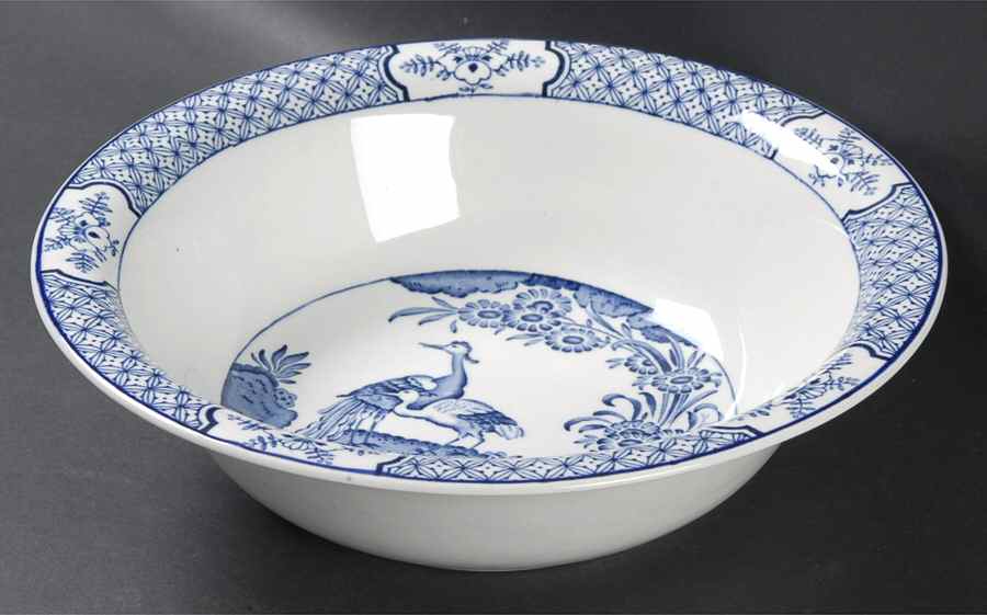 Yuan Blue and White (Older) 9" Round Vegetable Bowl by Wood & Sons-1