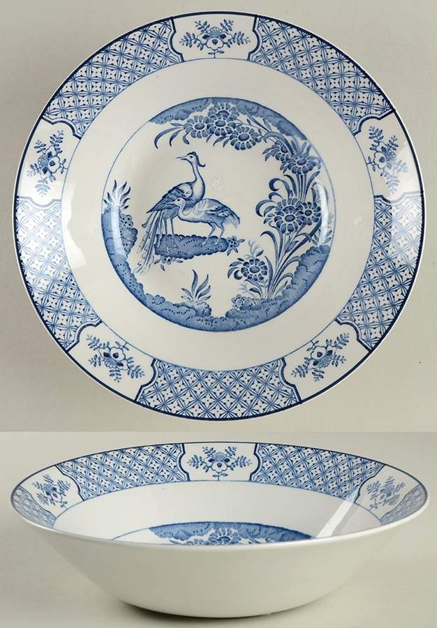 Yuan Blue and White (Older) 8" Round Vegetable Bowl by Wood & Sons-1