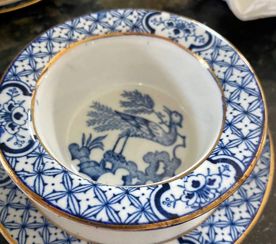 Yuan Blue and White (Smooth Edge, Gold) Ramekin & Saucer Set by Wood & Sons-1