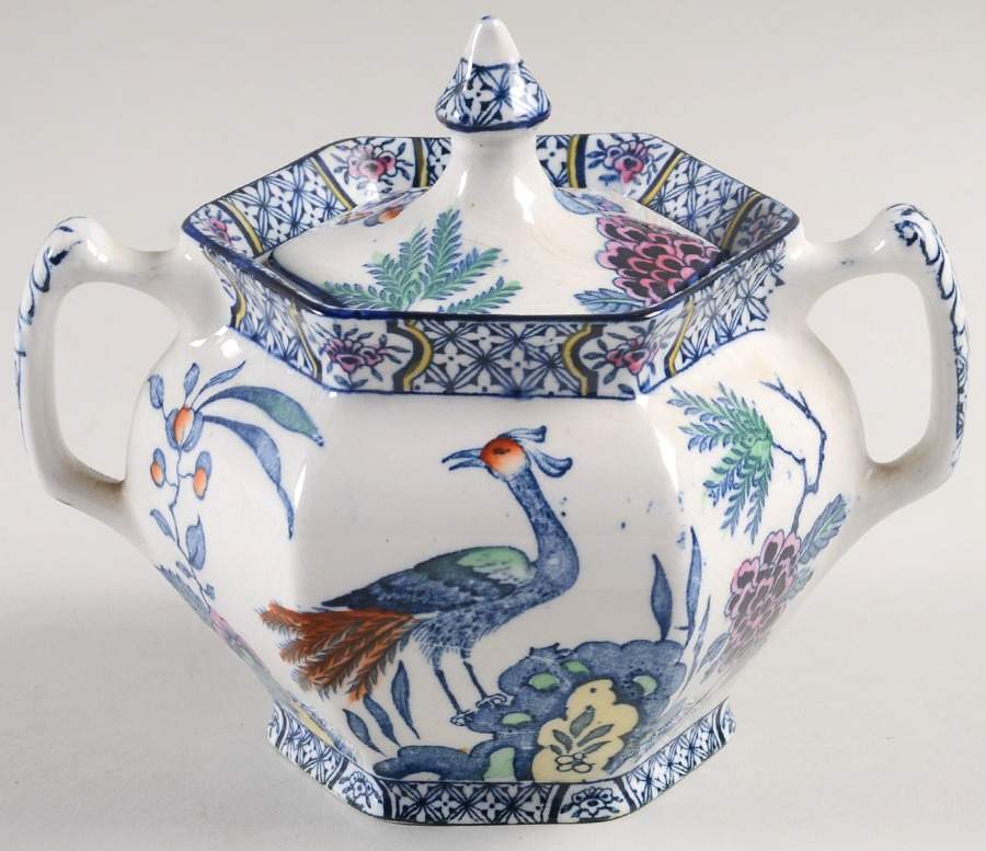 Yuan Blue Multicolor (Smooth Edge) Sugar Bowl & Lid by Wood & Sons-1