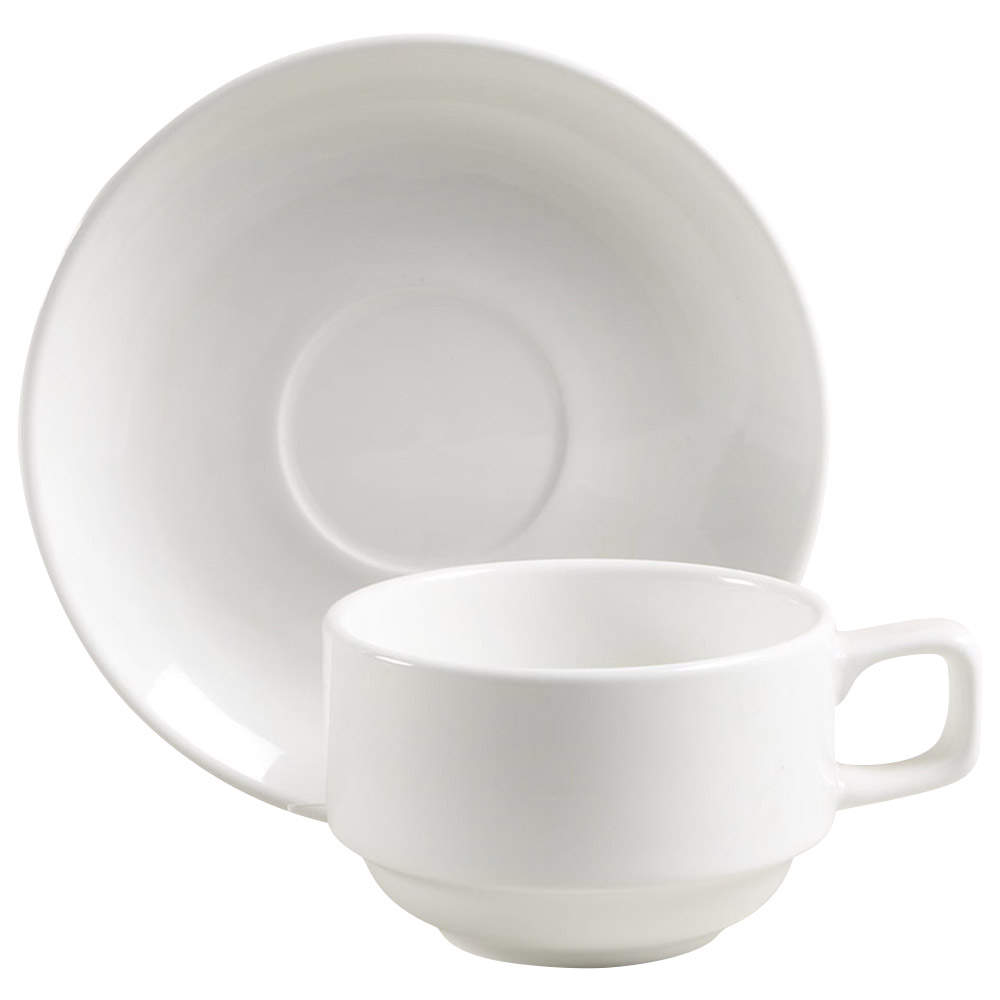 Basics Collections White Flat Cup & Saucer Set by Williams-Sonoma-1
