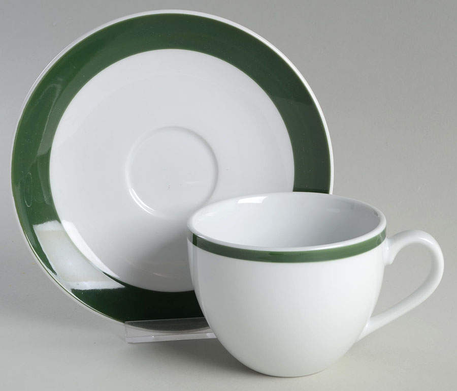 Brasserie Green Flat Cup & Saucer Set by Williams-Sonoma-1