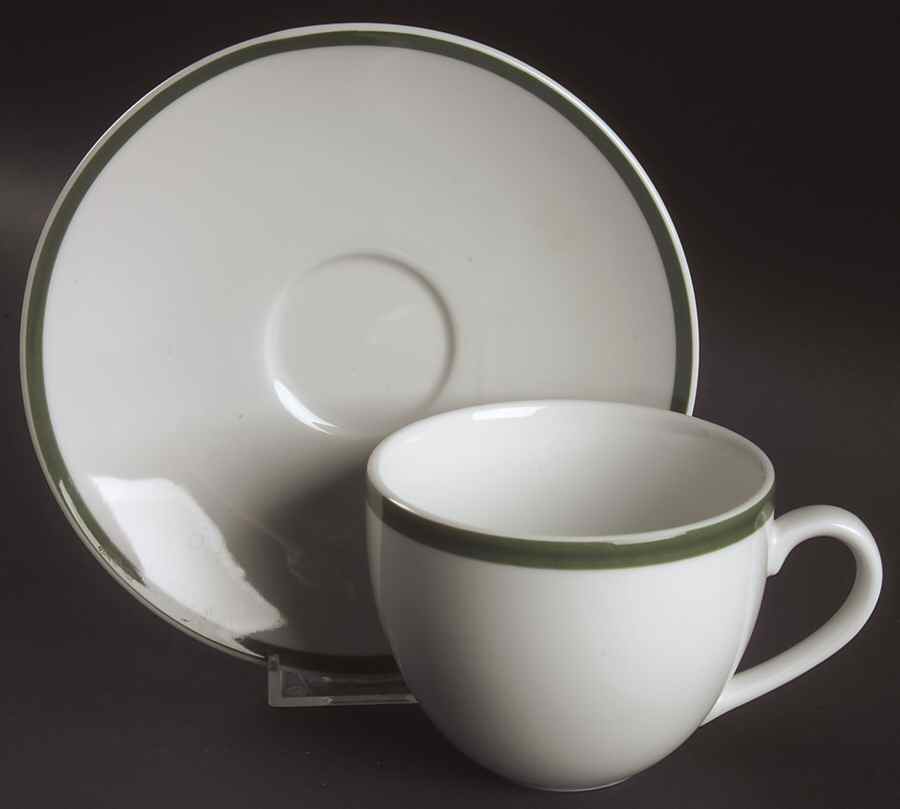 Brasserie Green Flat Cup & Saucer Set by Williams-Sonoma-1