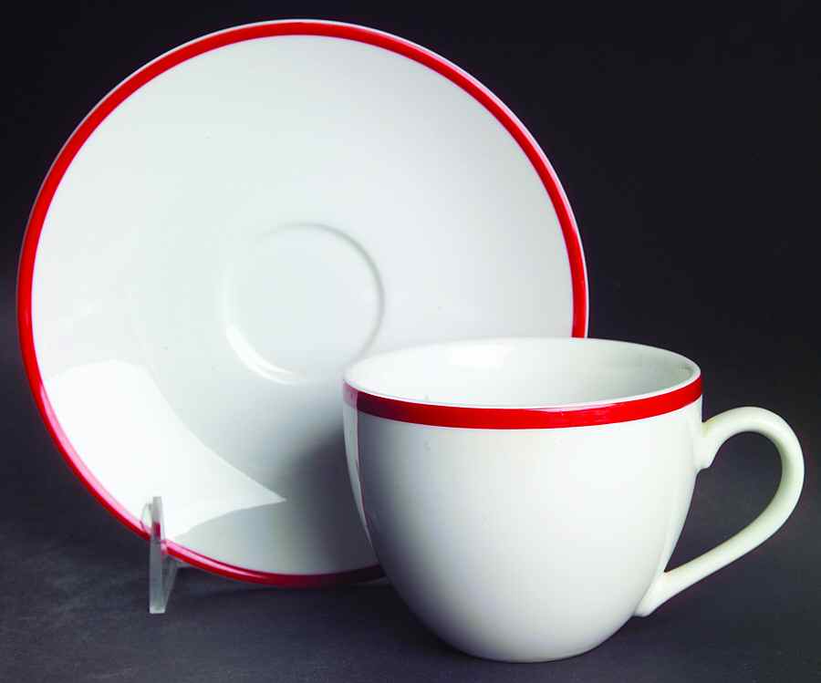 Brasserie Red Flat Cup & Saucer Set by Williams-Sonoma-1