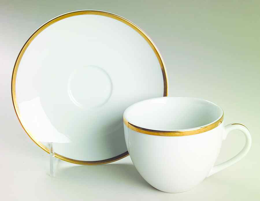 Brasserie Gold Flat Cup & Saucer Set by Williams-Sonoma-1
