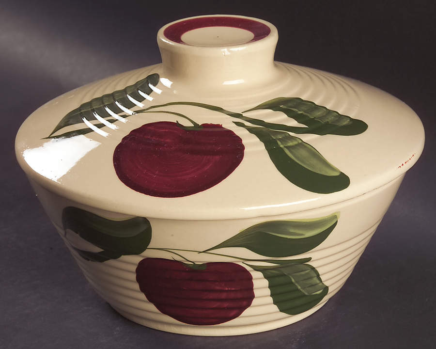 Apple Round Covered Baker by Watt Pottery-1