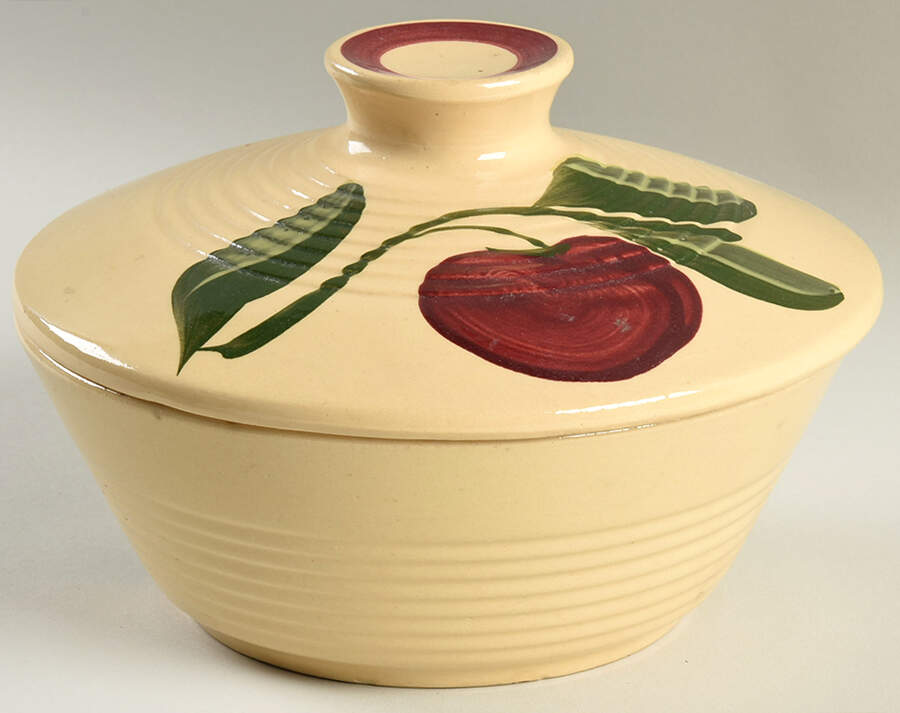 Apple Round Covered Baker by Watt Pottery-1