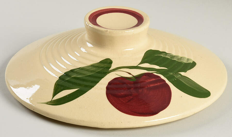 Apple Lid for Double Apple Round Covered Baker by Watt Pottery-1