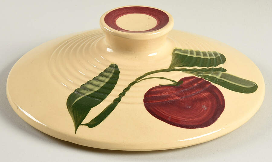Apple Round Covered Baker Lid by Watt Pottery-1