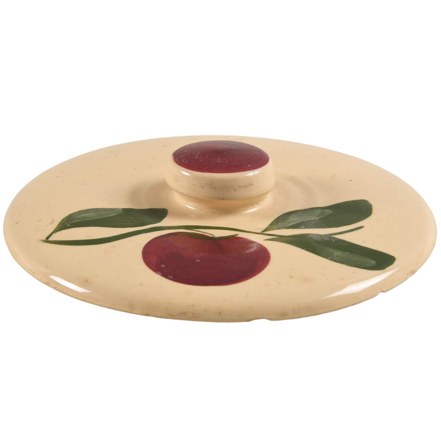 Apple Round Covered Baker Lid by Watt Pottery-1