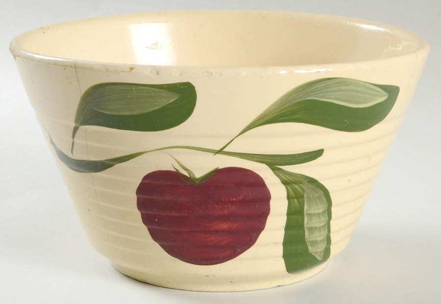 Apple 9" Ribbed Mixing Bowl by Watt Pottery-1