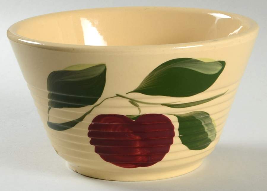 Apple 7" Ribbed Mixing Bowl by Watt Pottery-1