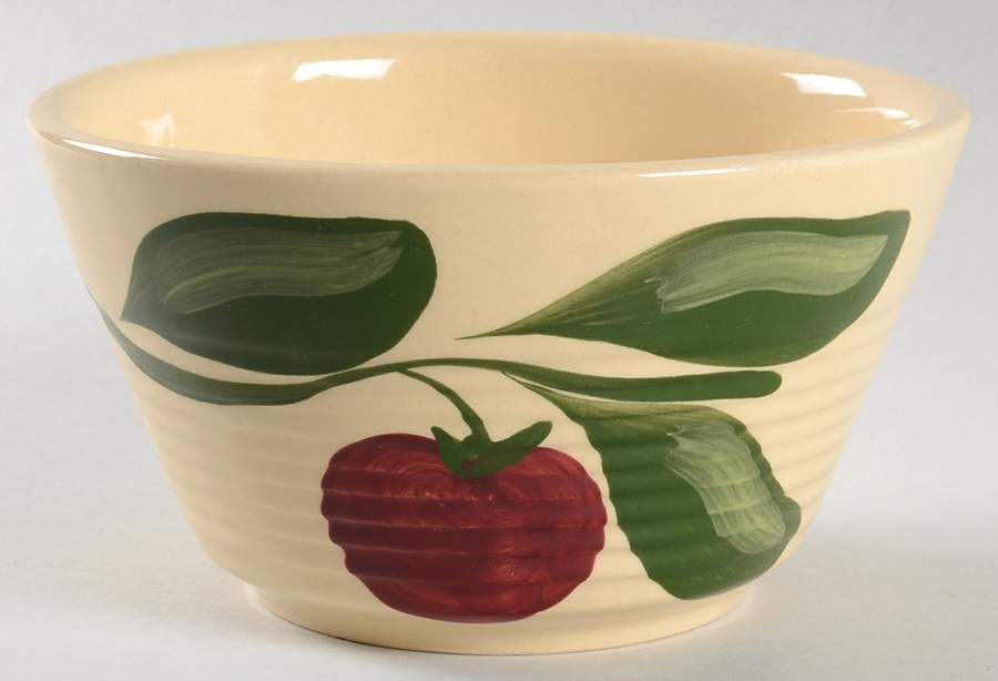 Apple 6" Ribbed Mixing Bowl by Watt Pottery-1