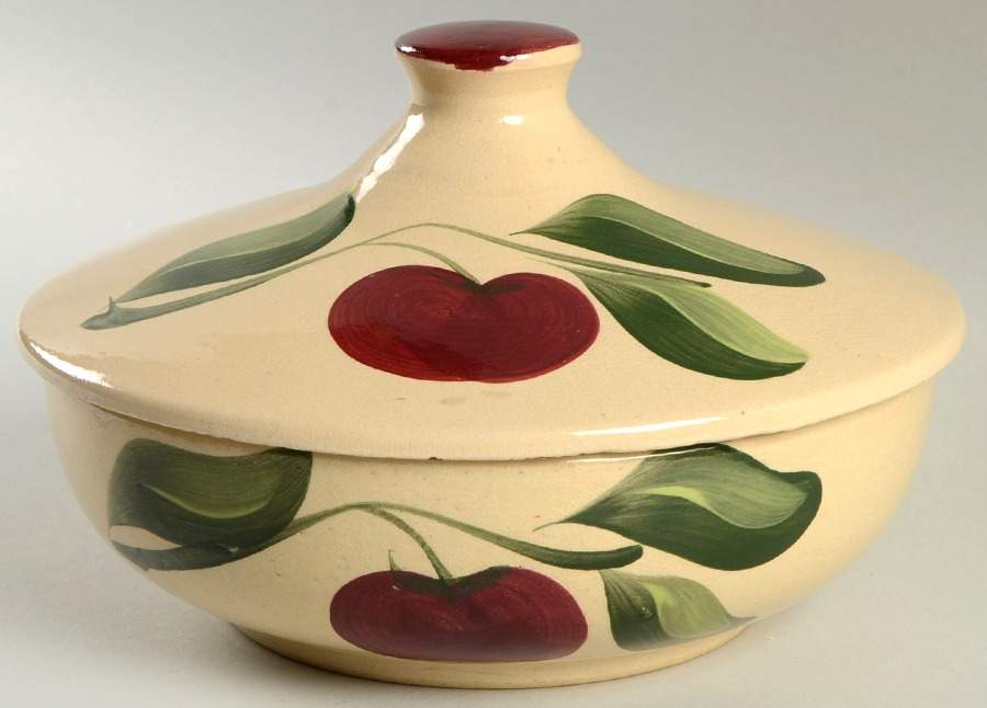 Apple Round Covered Baker by Watt Pottery-1