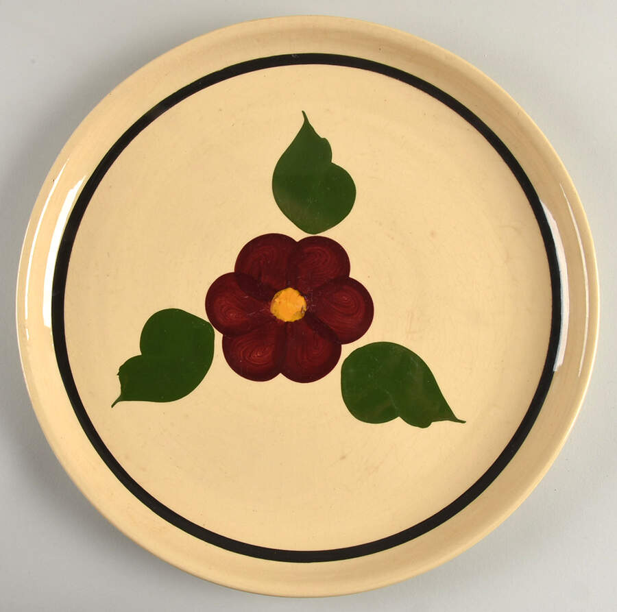 Rio Rose 15" Deep Round Platter by Watt Pottery-1