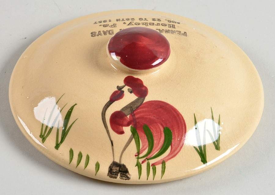 Rooster Lid for Individual Casserole by Watt Pottery-1