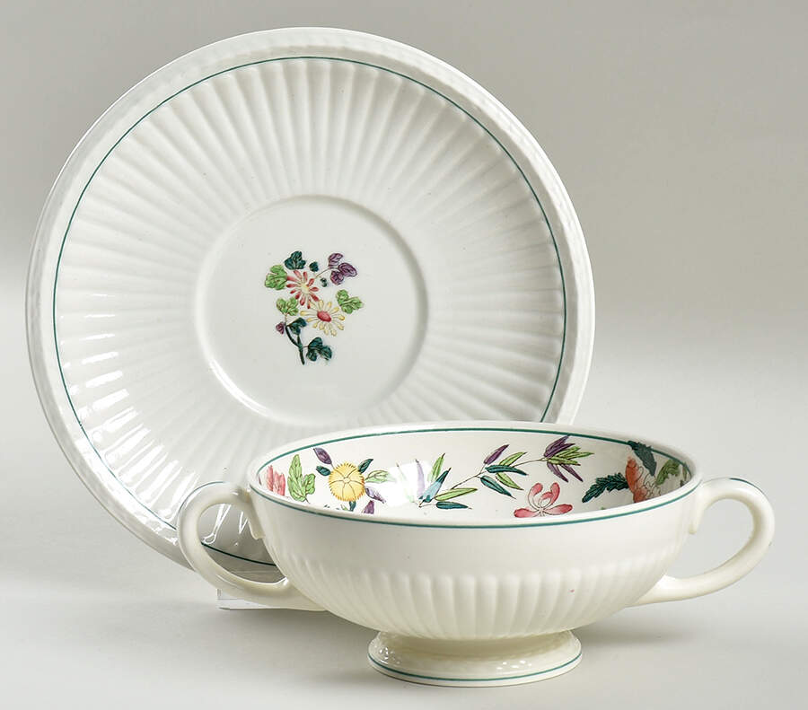 A6463-AK6463 Footed Cream Soup Bowl & Saucer Set by Wedgwood-1