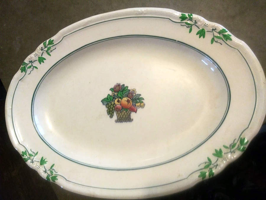 A7511 (Green Bands) 13" Oval Serving Platter by Wedgwood-1