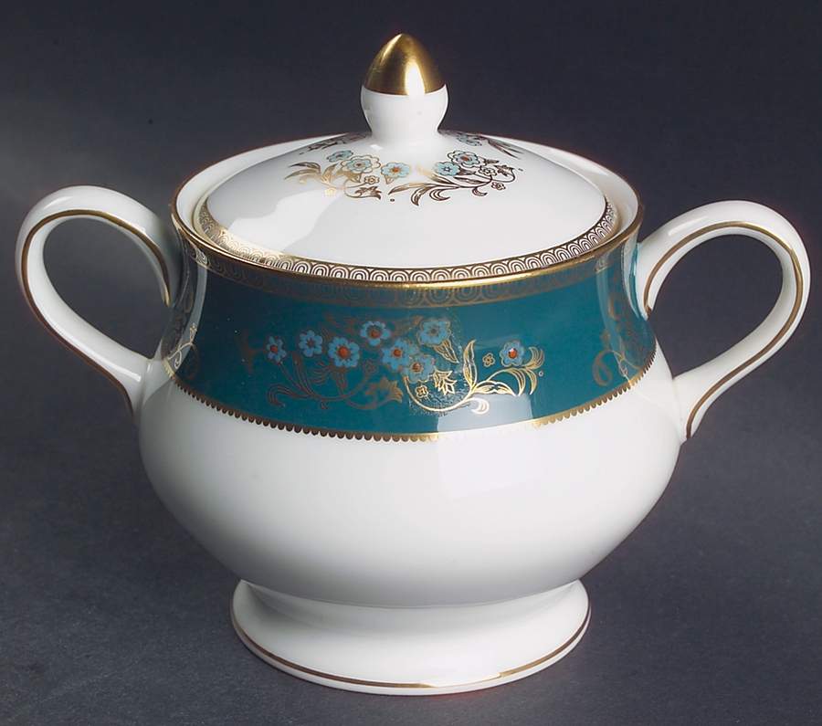 Agincourt Blue Sugar Bowl & Lid by Wedgwood-1
