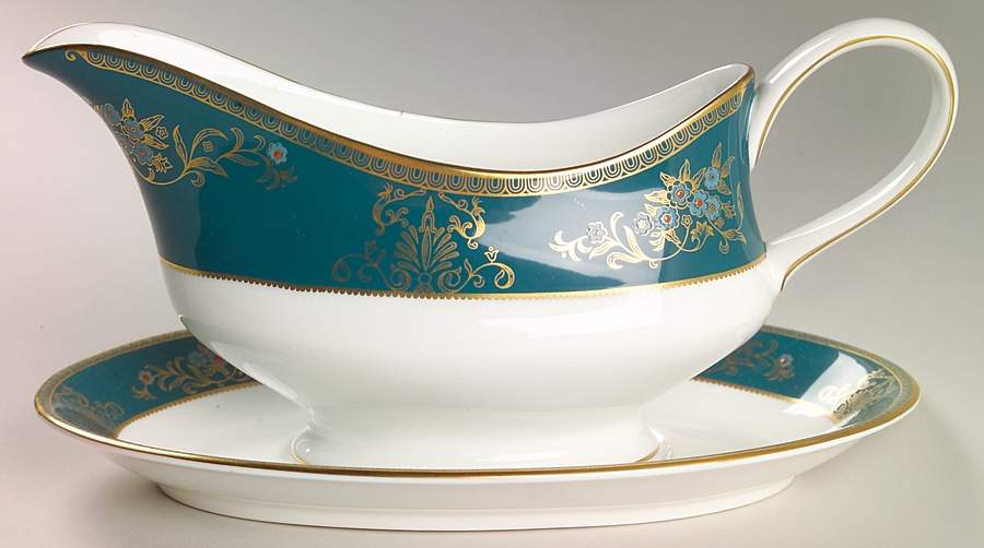 Agincourt Blue Gravy Boat & Underplate by Wedgwood-1