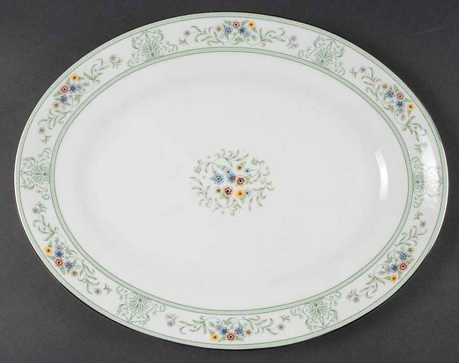 Agincourt Green 14" Oval Serving Platter by Wedgwood-1
