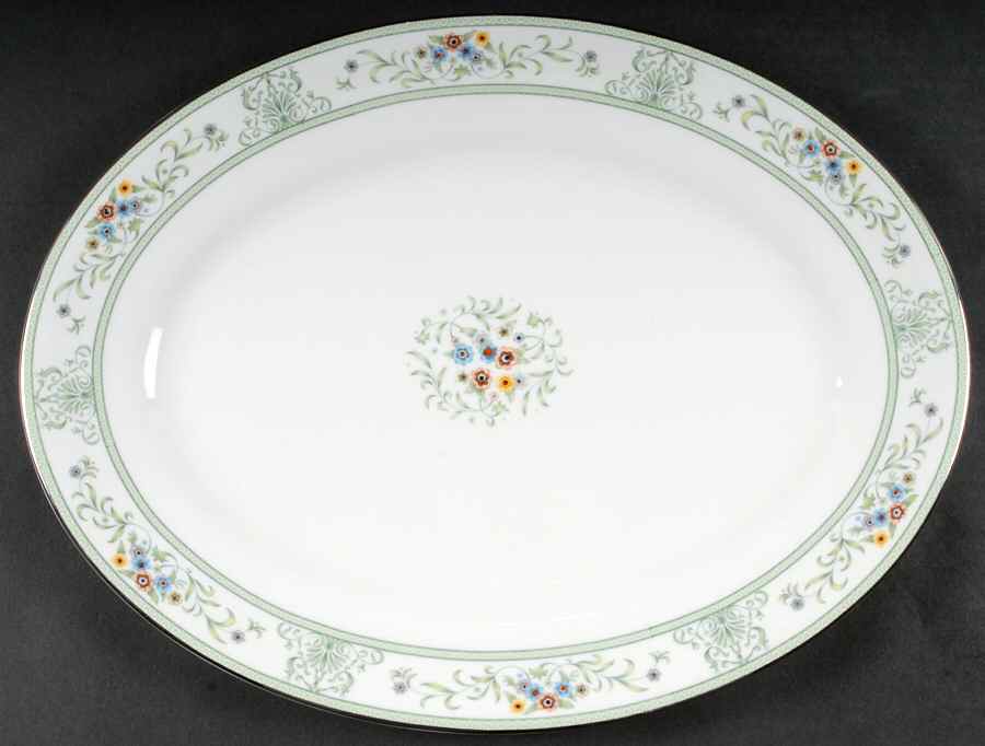 Agincourt Green 15" Oval Serving Platter by Wedgwood-1