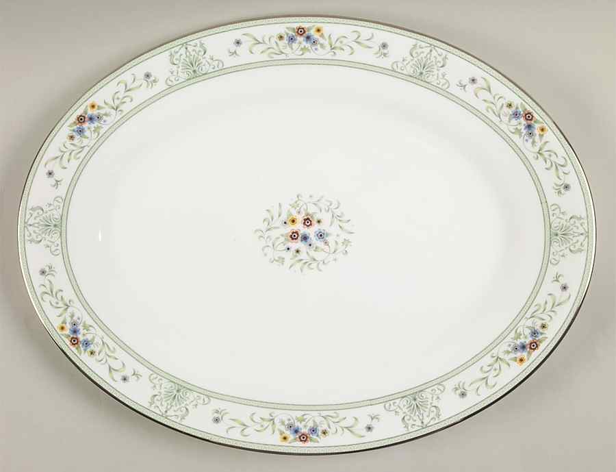 Agincourt Green 15" Oval Serving Platter by Wedgwood-1