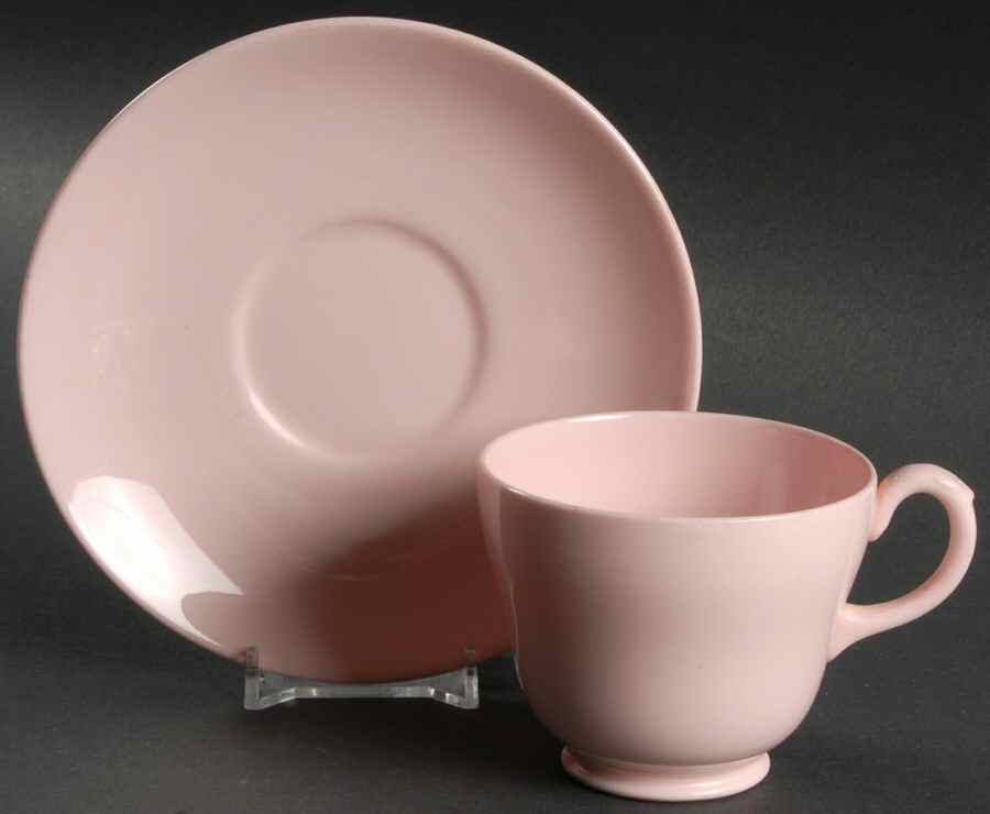 Alpine Pink (No #, No Design) Footed Cup & Saucer Set by Wedgwood-1