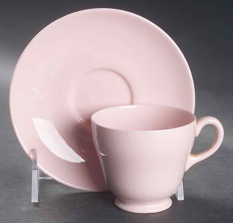 Alpine Pink (No #, No Design) Footed Demitasse Cup & Saucer Set by Wedgwood-1