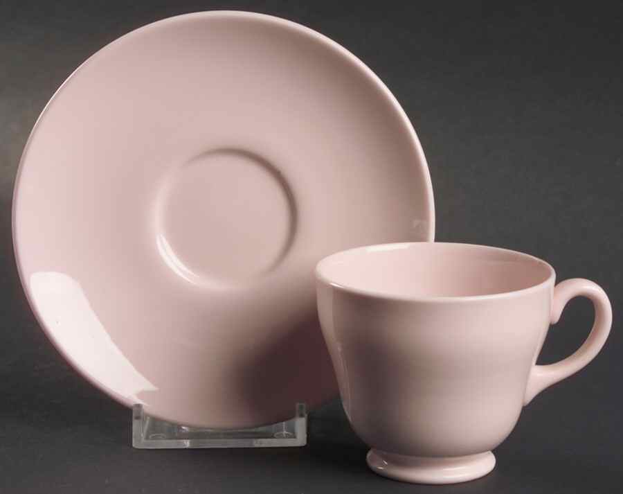 Alpine Pink (No Design, No#, Smooth) Footed Demitasse Cup & Saucer Set by Wedgwood-1