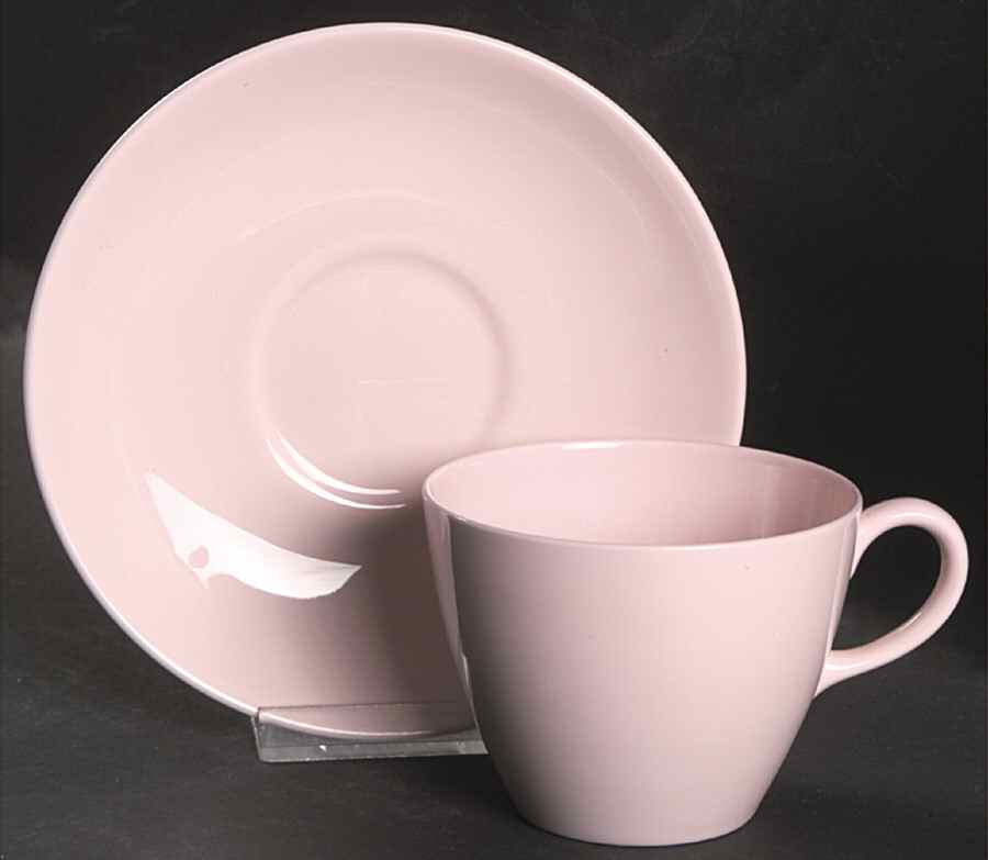 Alpine Pink (No Design, No#, Smooth) Flat Cup & Saucer Set by Wedgwood-1