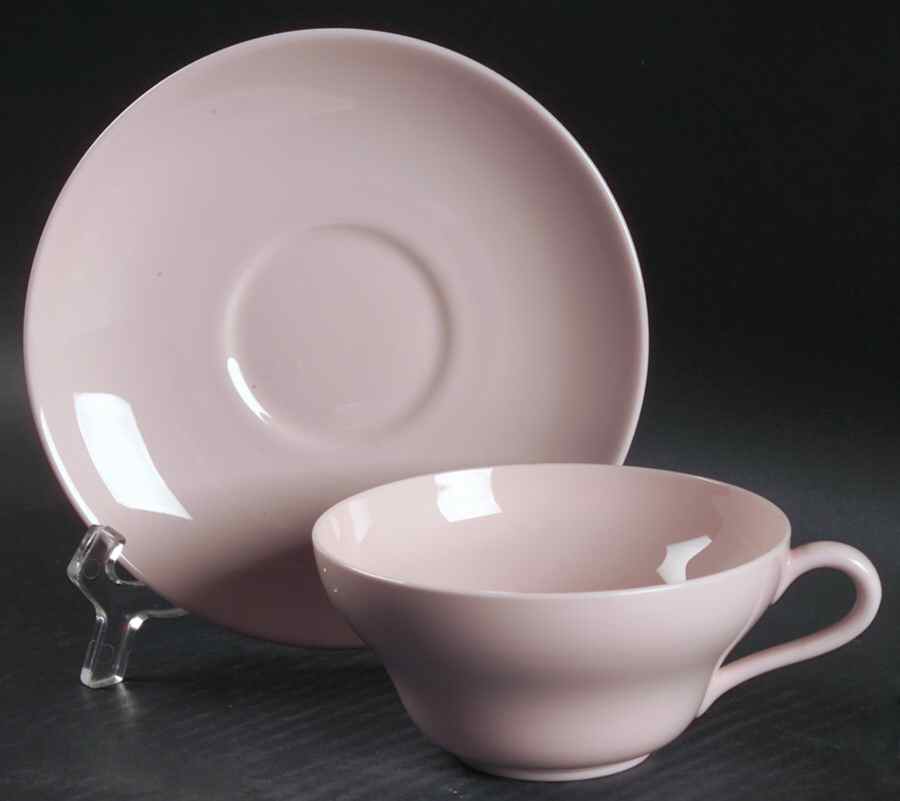 Alpine Pink (No Design, No#, Smooth) Flat Cup & Saucer Set by Wedgwood-1