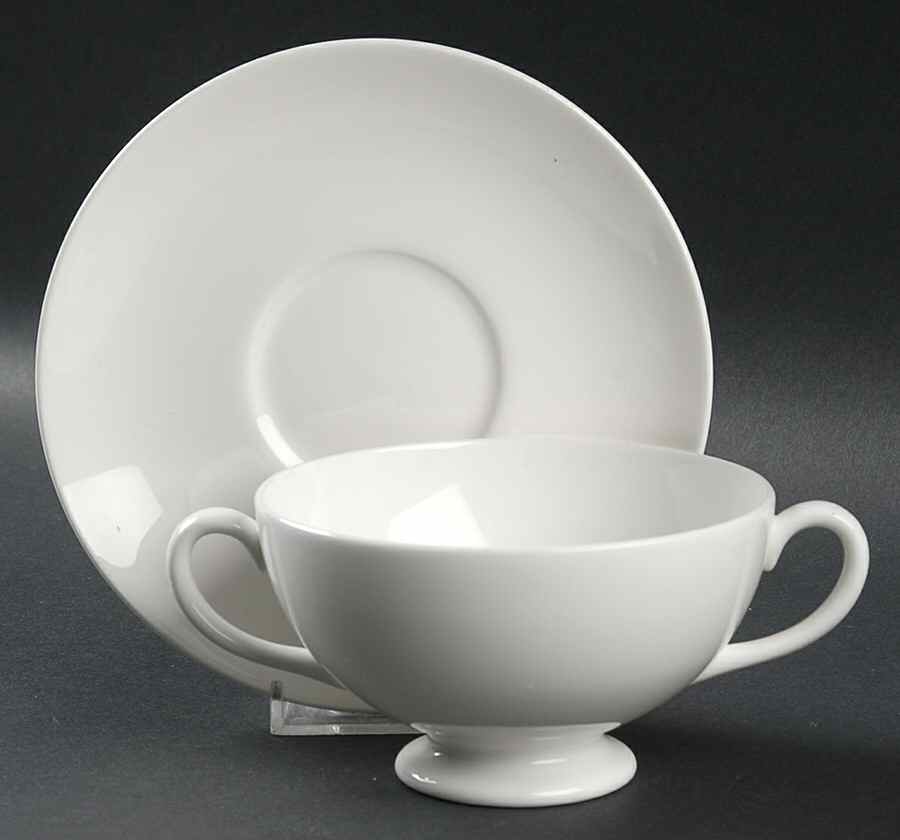 Alpine White Footed Cream Soup Bowl & Saucer Set by Wedgwood-1