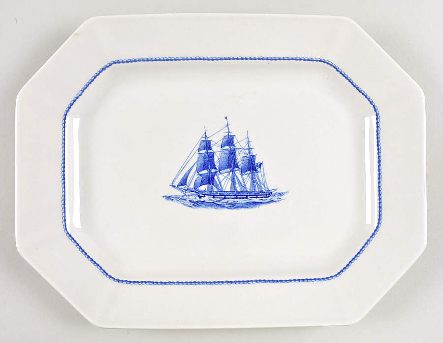 American Clipper Blue 12" Oval Serving Platter by Wedgwood-1