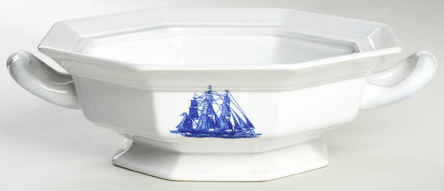 American Clipper Blue Octagonal Vegetable No Lid by Wedgwood-1