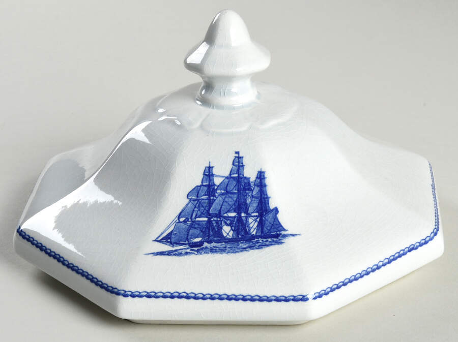 American Clipper Blue Lid for Octagonal Vegetable by Wedgwood-1