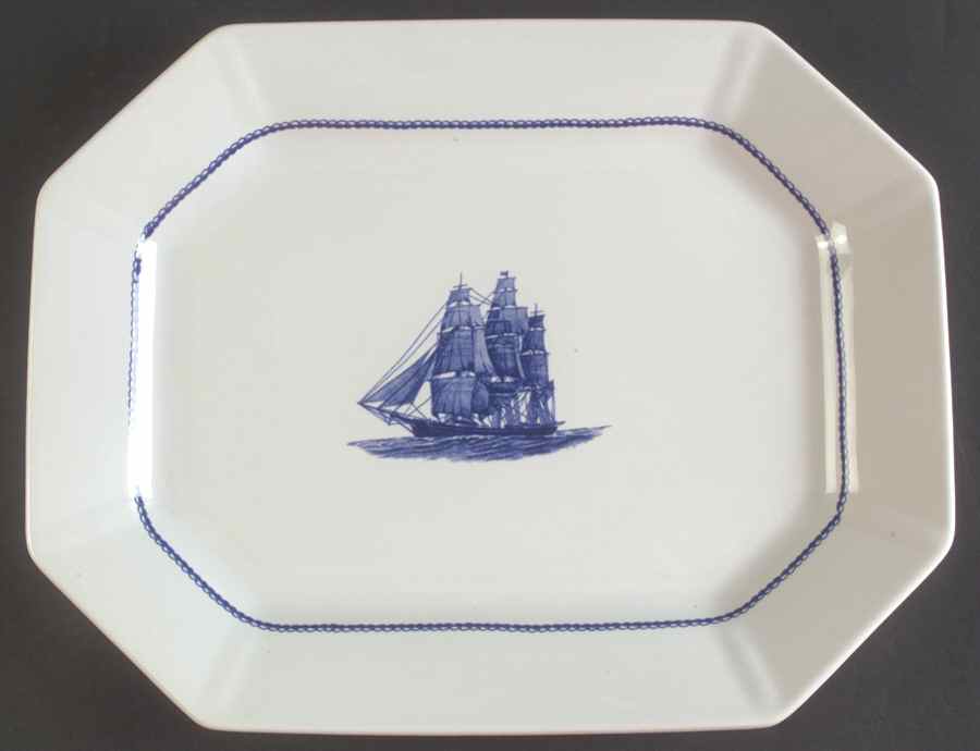 American Clipper Blue 14" Oval Serving Platter by Wedgwood-1
