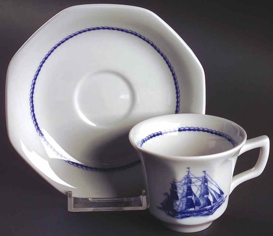 American Clipper Blue Flat Demitasse Cup & Saucer Set by Wedgwood-1